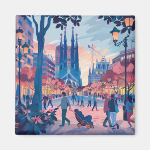 Barcelona, Park Guell, Sagrada Familia, Souvenir Magnet