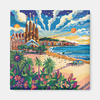 Barcelona, Park Guell, Sagrada Familia, Souvenir Magnet