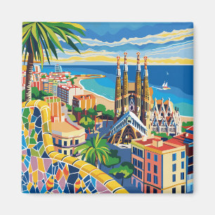 Barcelona, Park Guell, Sagrada Familia, Souvenir Magnet