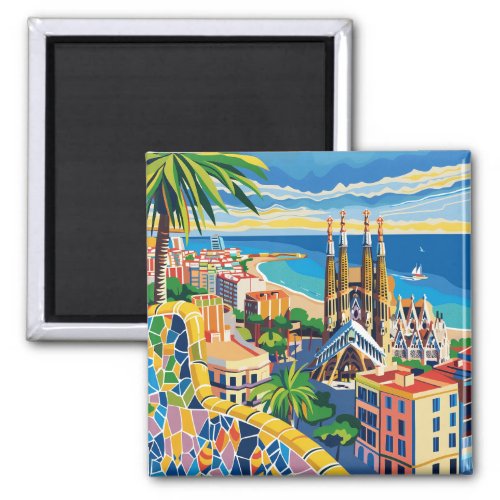 Barcelona Park Guell Sagrada Familia Souvenir Magnet