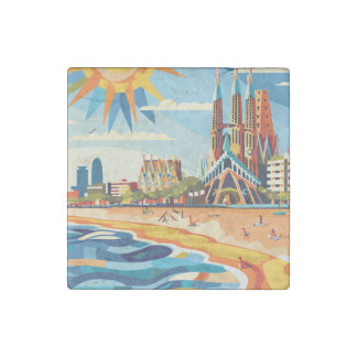 Barcelona, Park Guell, Sagrada Familia, Souvenir Stone Magnet