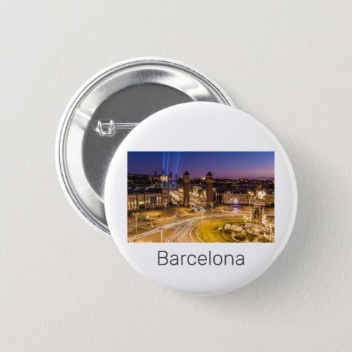 Barcelona Plaza de Espana Catalonia Spain Sunset Button