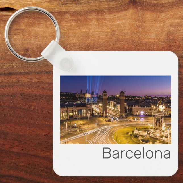 Barcelona Plaza de Espana Catalonia Spain Sunset Keychain (Front)