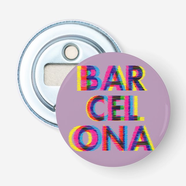 Barcelona Psychedelic Glitch Customizable Color Bottle Opener (Front)