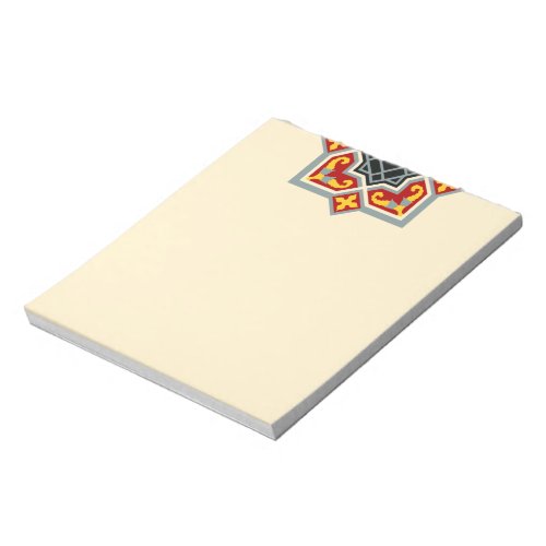 Barcelona red black octagonal pattern on yellow notepad