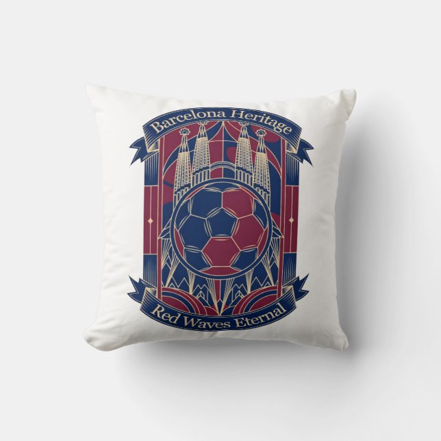 Barcelona Red Horizon, Camp Nou Legacy Gift Throw Pillow (Front)