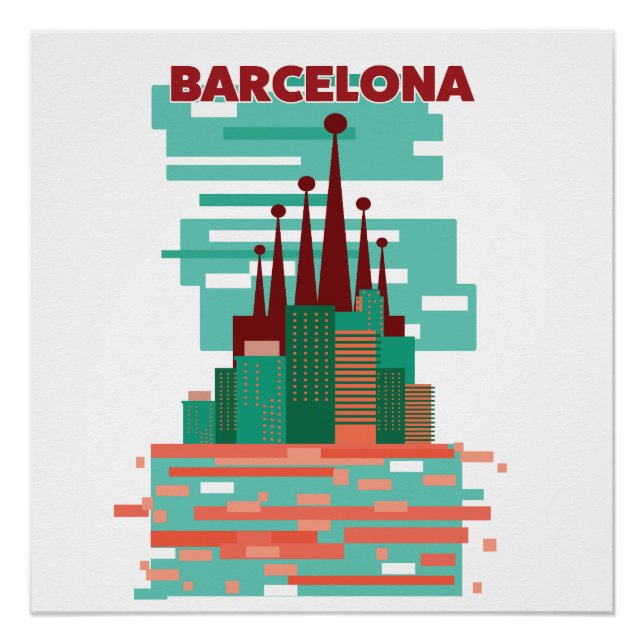 Barcelona retro Travel poster (Front)