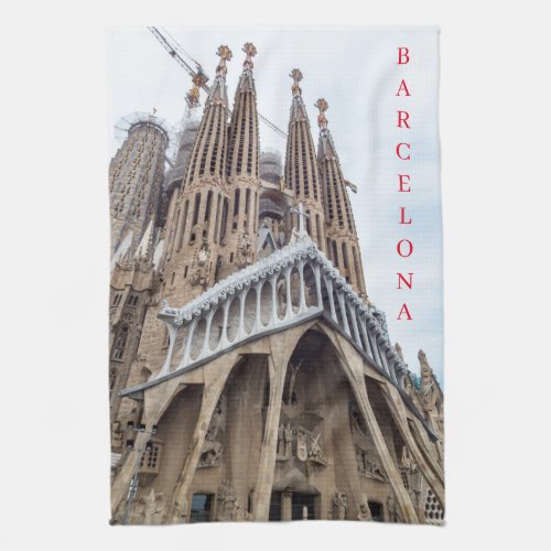 Barcelona Sagrada Familia view tea towel