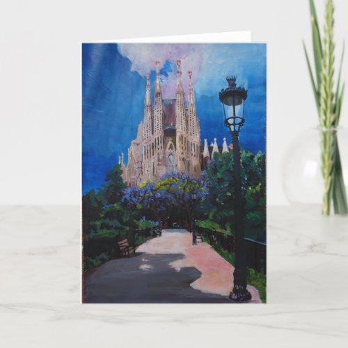 Barcelona Sagrada Familia with Park and Lantern Card