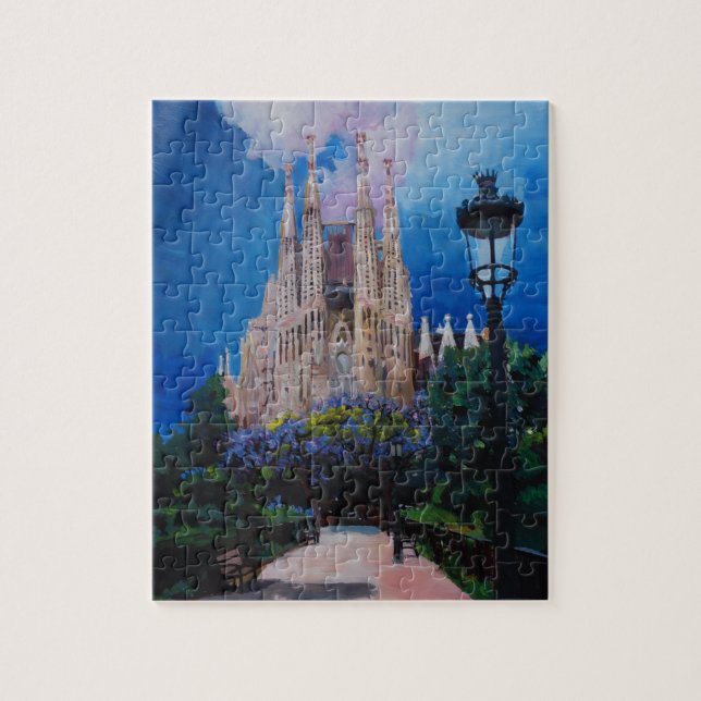 Barcelona Sagrada Familia with Park and Lantern Jigsaw Puzzle (Vertical)