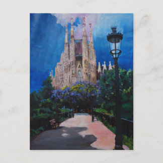 Barcelona Sagrada Familia with Park and Lantern Postcard