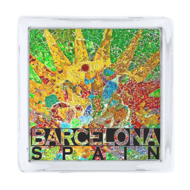 Barcelona Silver Finish Lapel Pin (Front)