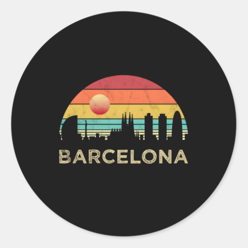 Barcelona Skyline Classic Round Sticker