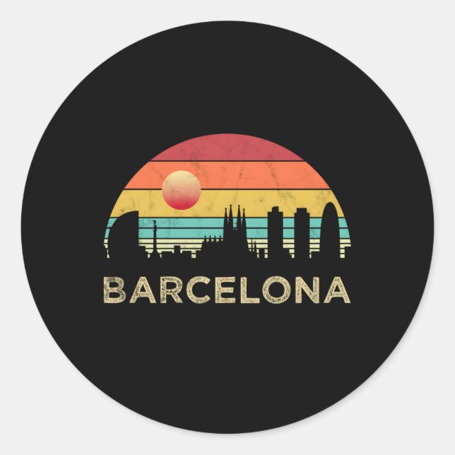 Barcelona Skyline Classic Round Sticker (Front)