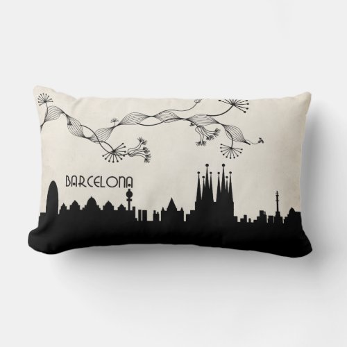 barcelona skyline deco lumbar pillow