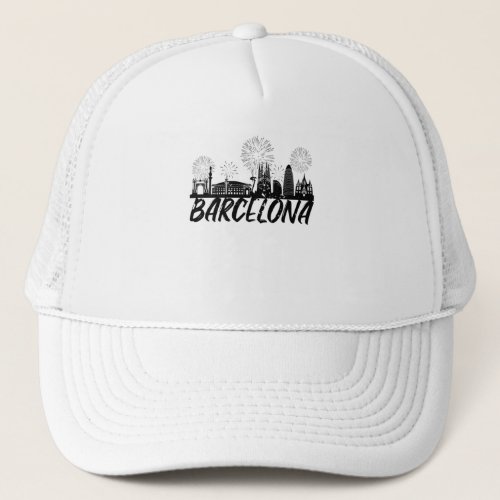 Barcelona Skyline Sagrada Familia Trucker Hat