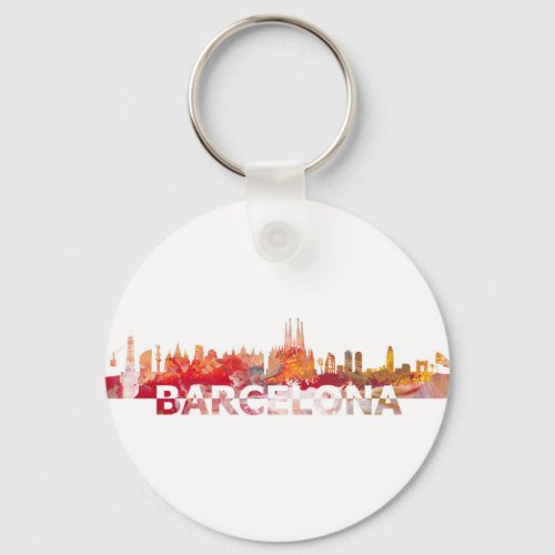 Barcelona Skyline silhouette Giant letters Keychain