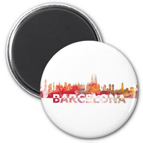 Barcelona Skyline silhouette Giant letters Magnet