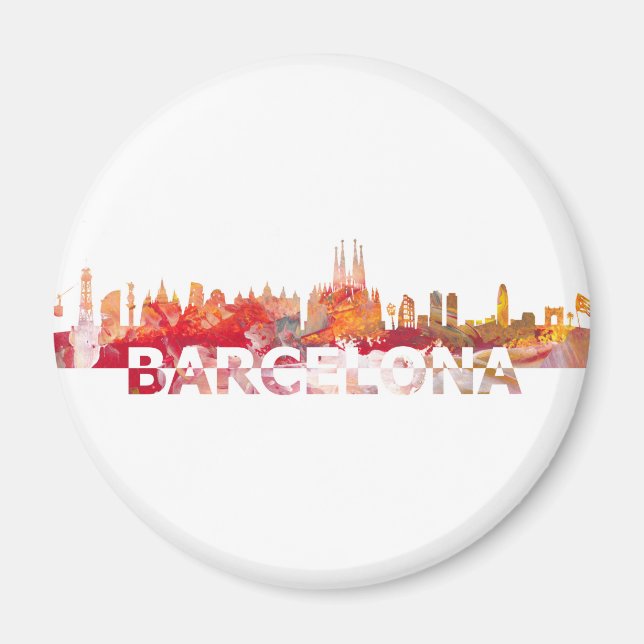 Barcelona Skyline silhouette Giant letters Magnet (Front)