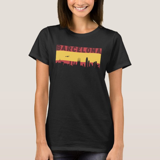 Barcelona Skyline Spain Vacation Travel T-Shirt (Front)