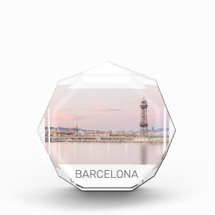 Barcelona Skyline Sunset Catalanonia Spain Acrylic Award