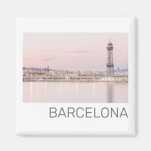 Barcelona Skyline Sunset Catalanonia Spain Magnet
