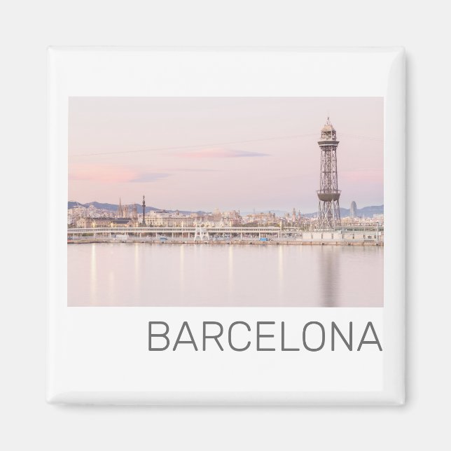 Barcelona Skyline Sunset Catalanonia Spain Magnet (Front)