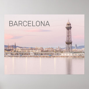 Barcelona Skyline Sunset Catalanonia Spain Poster