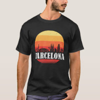 Barcelona Skyline Sunset in Retro Vintage Style