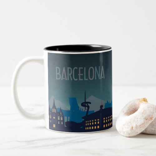 Barcelona Skyline Two_Tone Coffee Mug