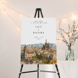 Barcelona Skyline Wedding Welcome Sign