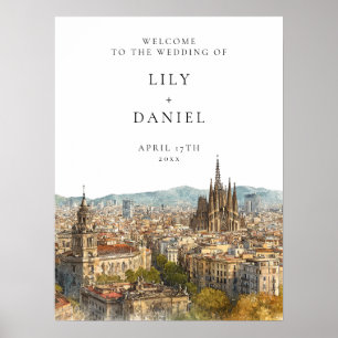 Barcelona Skyline Wedding Welcome Sign