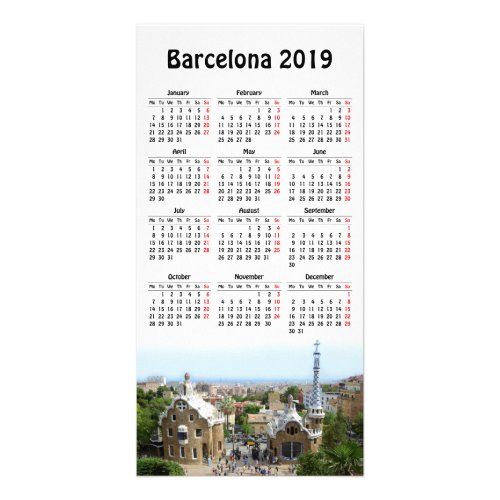 Barcelona Spain 2019 calendar Card