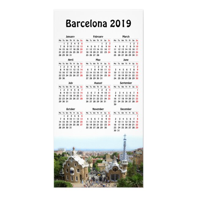 Barcelona, Spain 2019 calendar Card (Front)