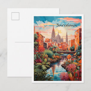 Barcelona Spain Art Travel Postcard
