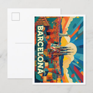 Barcelona Spain artistic colorful Postcard