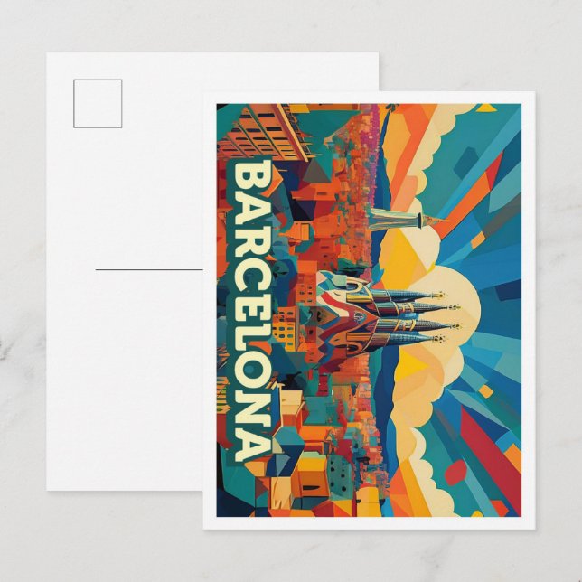Barcelona Spain artistic colorful Postcard (Front/Back)