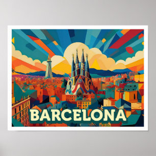 Barcelona Spain artistic colorful Poster