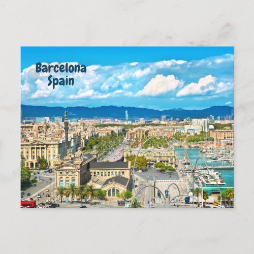 Barcelona Spain Beautiful City View   Postcard