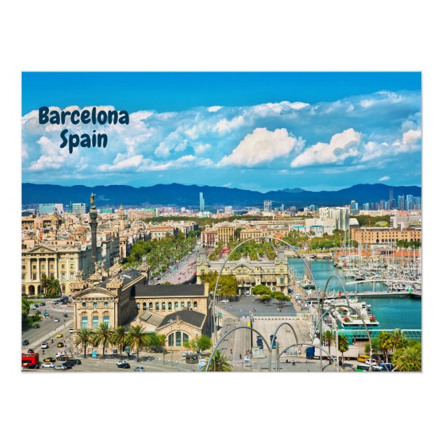 Barcelona, Spain Beautiful City View   Poster (Front)