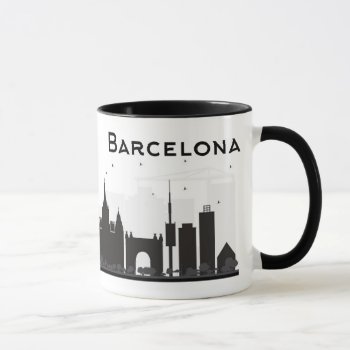 Barcelona  Spain | Black & White City Skyline Mug by adventurebeginsnow at Zazzle