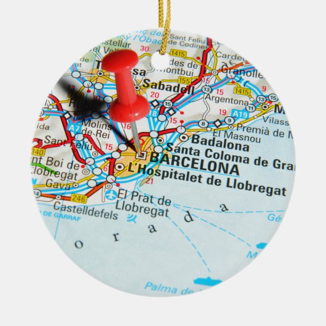 Barcelona, Spain Ceramic Ornament (Front)