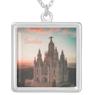 Barcelona Spain Church Silver Plated Necklace