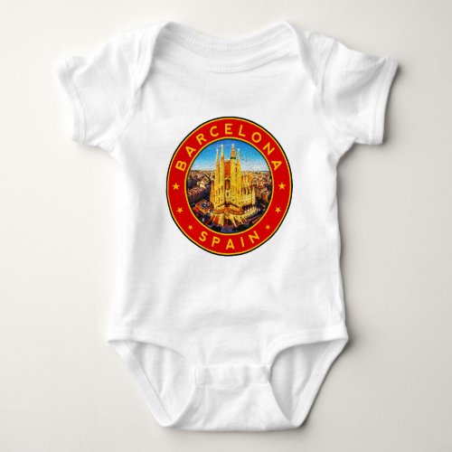 Barcelona Spain circle red Baby Bodysuit