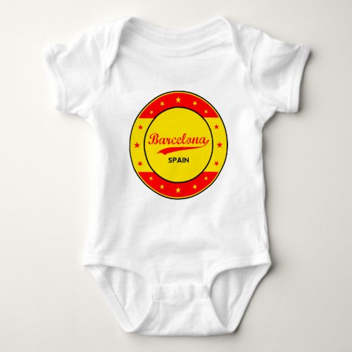 Barcelona Spain circle with flag colors Baby Bodysuit