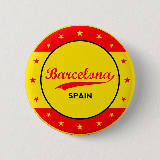 Barcelona, Spain, circle with flag colors Pinback Button (Front)