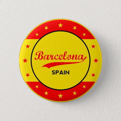 Barcelona Spain circle with flag colors Pinback Button