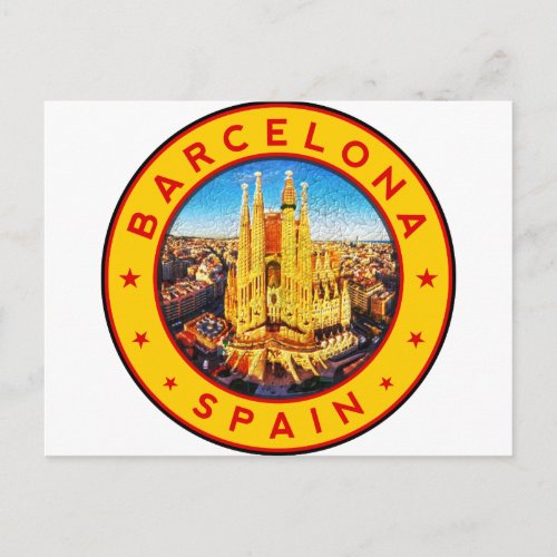 Barcelona Spain circle yellow Postcard