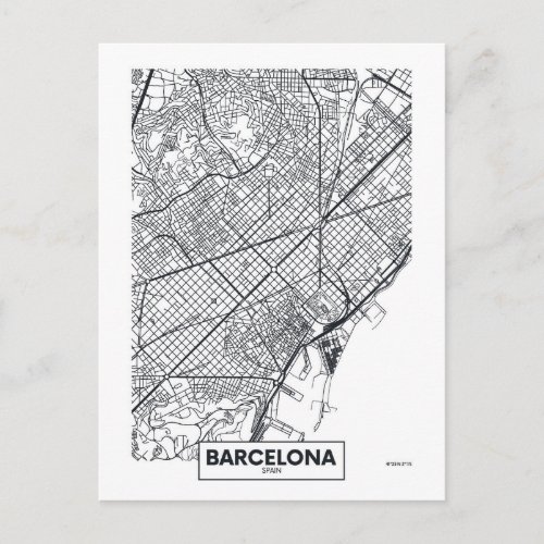 Barcelona Spain  City Map Postcard