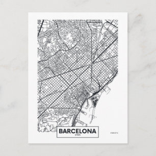 Barcelona, Spain City Map Postcard